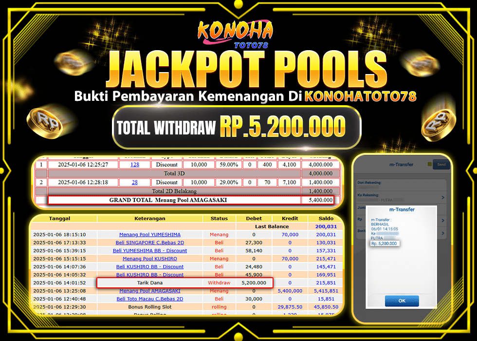 KONOHATOTO78 JACKPOT  TOGEL POOL AMAGASAKI Rp.5.200.000.,- LUNAS